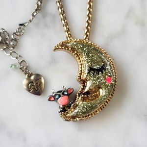 Betsey Johnson Cow Jumped over the moon Necklace